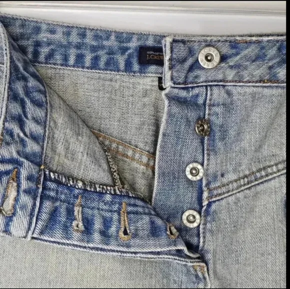 J.Crew Button Fly Denim Mini Skirt Light Wash 90s Y2K Size 8 Spring Summer Fall - Picture 4 of 9